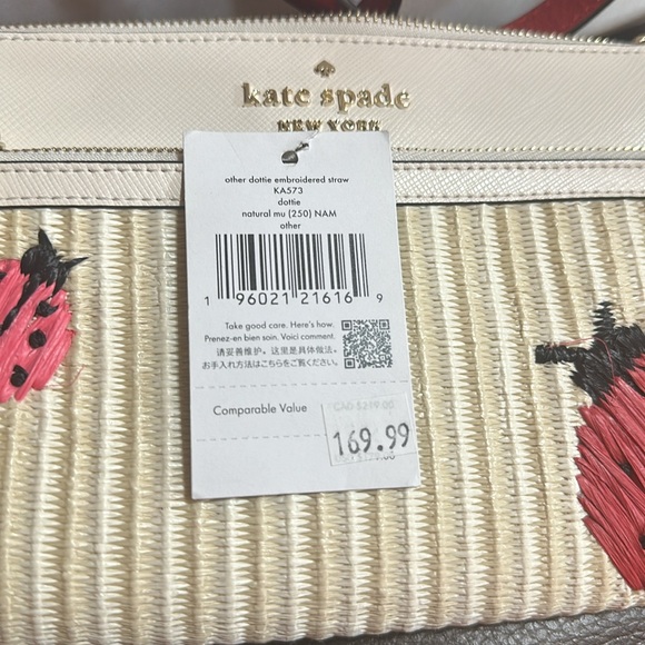 Kate Spade Dottie Embroidered Straw Wristlet - Picture 7 of 8